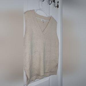 Beige V-Neck Sweater Vest